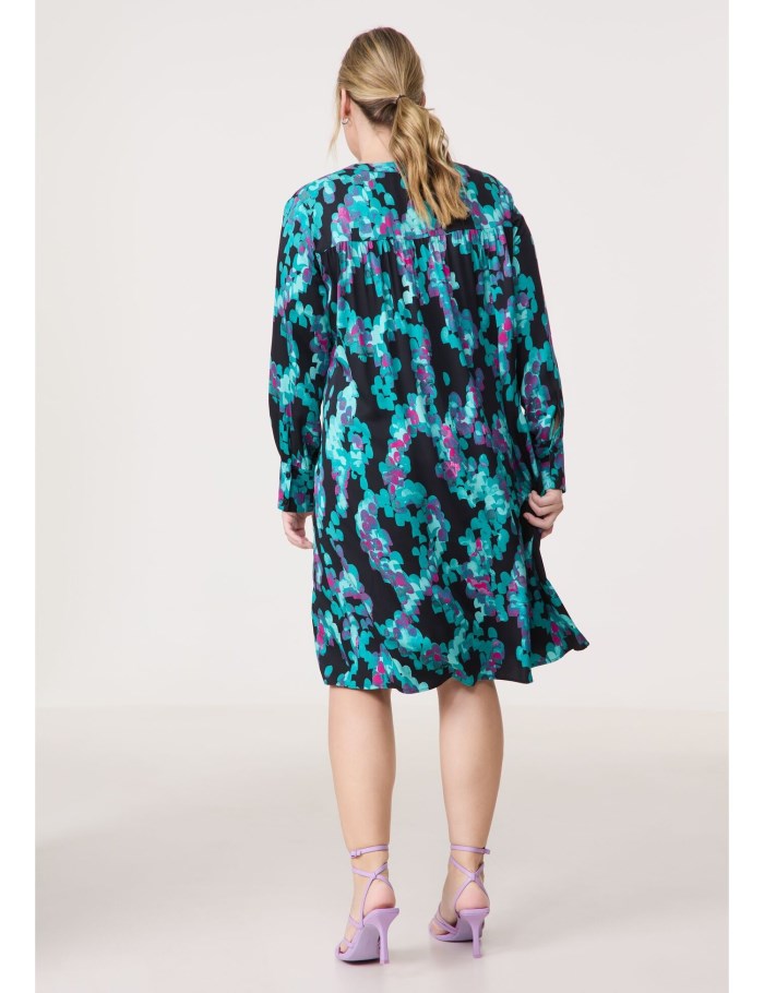 SAMOON Flared print dress Kjole Blå | RPLW0135