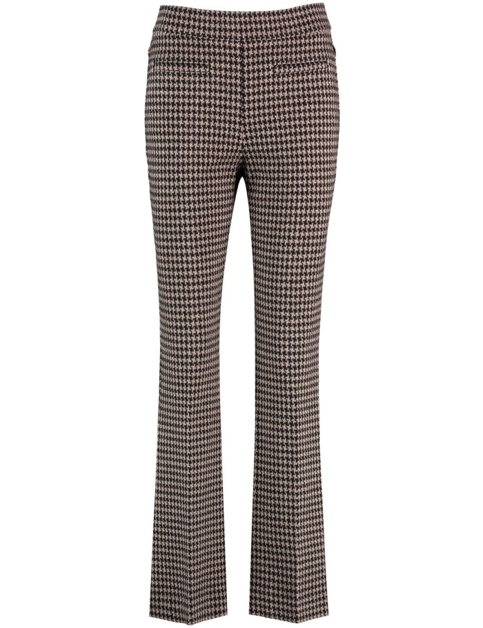 Gerry Weber Flared slip-on trousers with a houndstooth pattern Bukser Svarte | NMHX3084