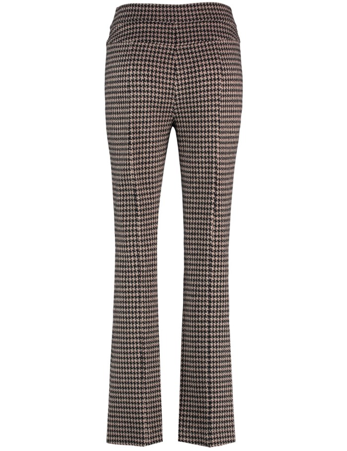 Gerry Weber Flared slip-on trousers with a houndstooth pattern Bukser Svarte | NMHX3084