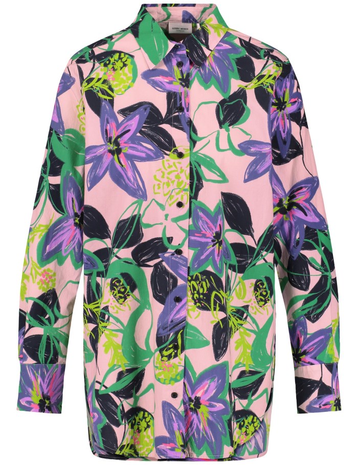 Gerry Weber Floral blouse with an elongated back Bluse Multicolor | WDMI2155