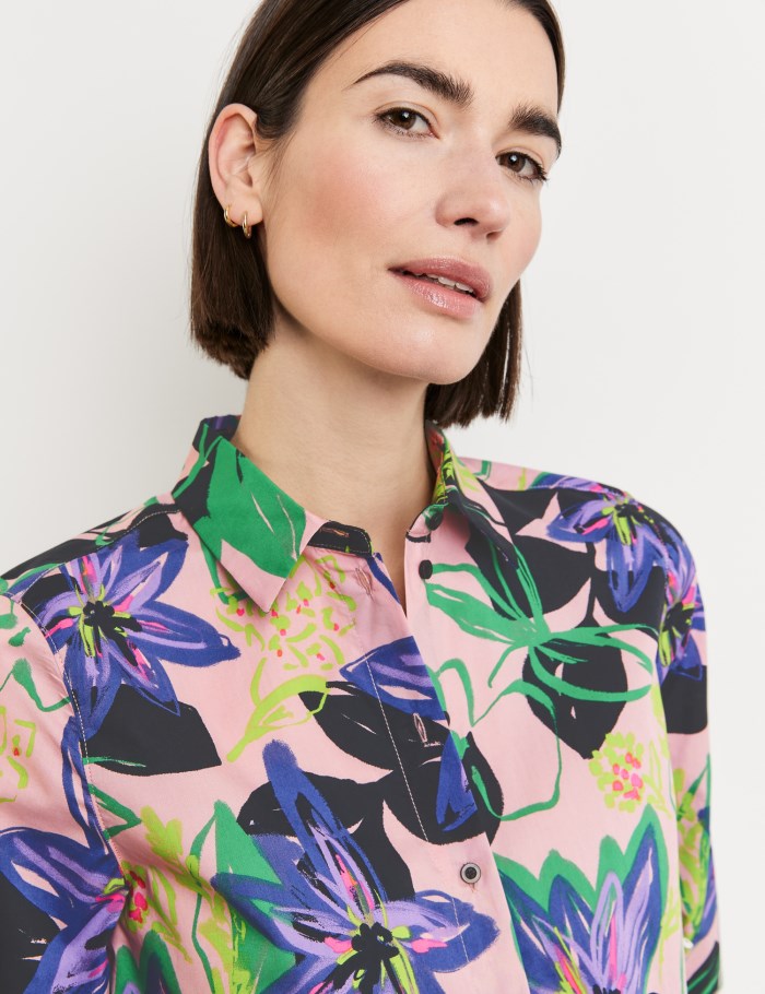 Gerry Weber Floral blouse with an elongated back Bluse Multicolor | WDMI2155