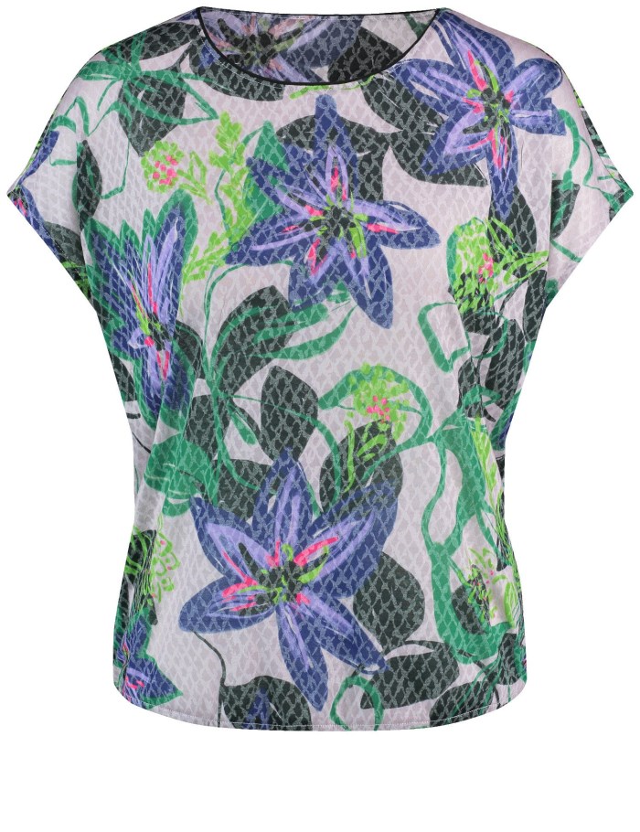 Gerry Weber Floral top with burnout fabric T-skjorte Multicolor | HXVJ1815