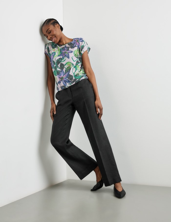 Gerry Weber Floral top with burnout fabric T-skjorte Multicolor | HXVJ1815