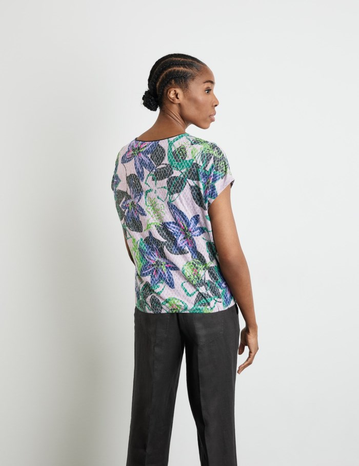 Gerry Weber Floral top with burnout fabric T-skjorte Multicolor | HXVJ1815