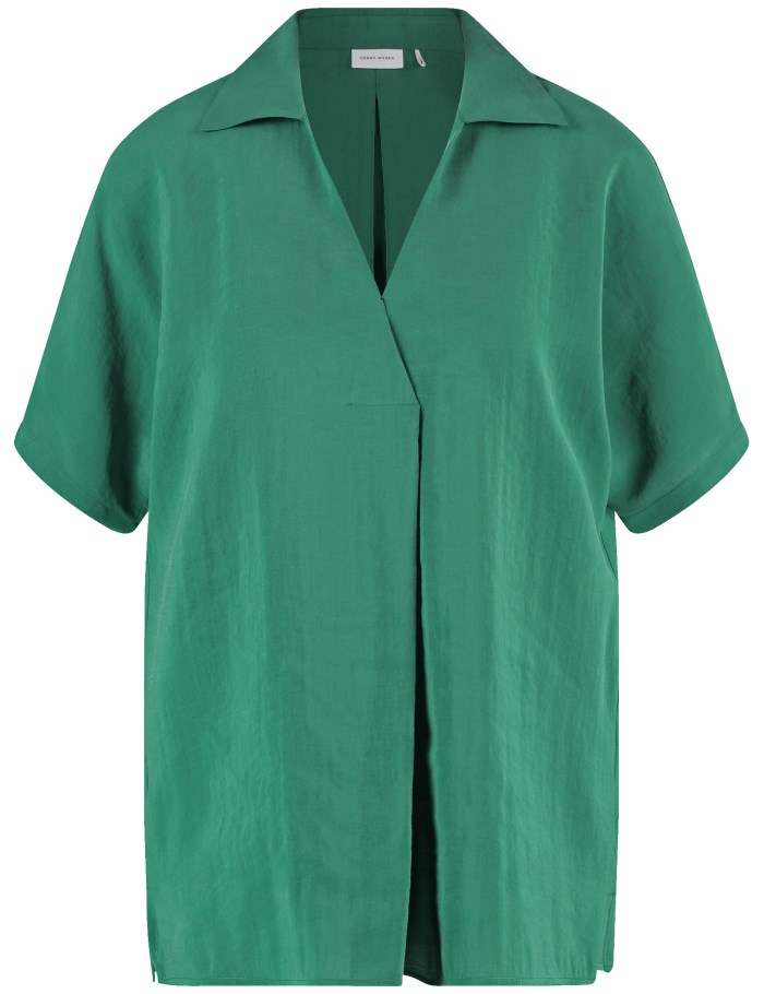 Gerry Weber Flowing blouse with mid-length sleeves and box pleat Bluse Grønn | TIQT7892