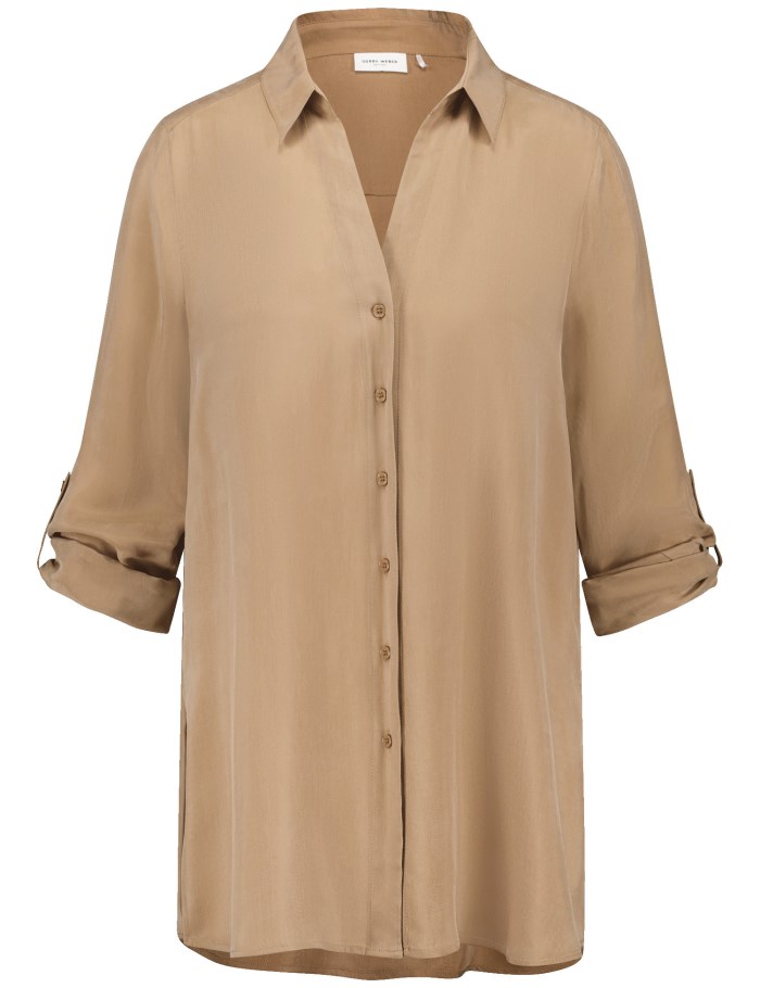 Gerry Weber Flowing blouse with side slits Bluse Brune | NJVX3307