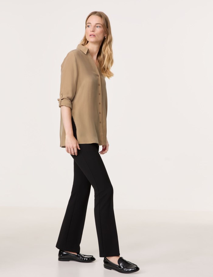 Gerry Weber Flowing blouse with side slits Bluse Brune | NJVX3307