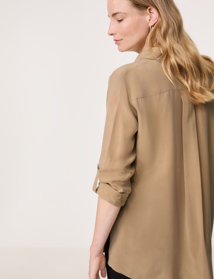 Gerry Weber Flowing blouse with side slits Bluse Brune | NJVX3307