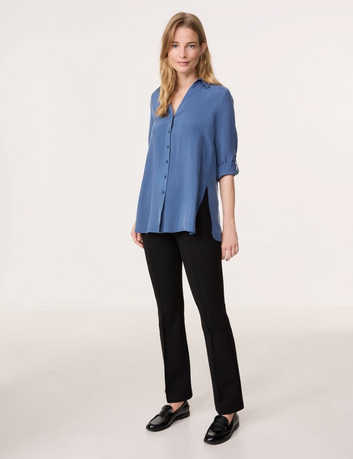 Gerry Weber Flowing blouse with side slits Bluse Blå | BANX0765