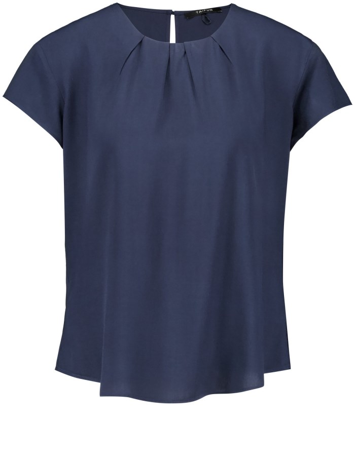 TAIFU Flowing short sleeve blouse Bluse Blå | KTTV2946