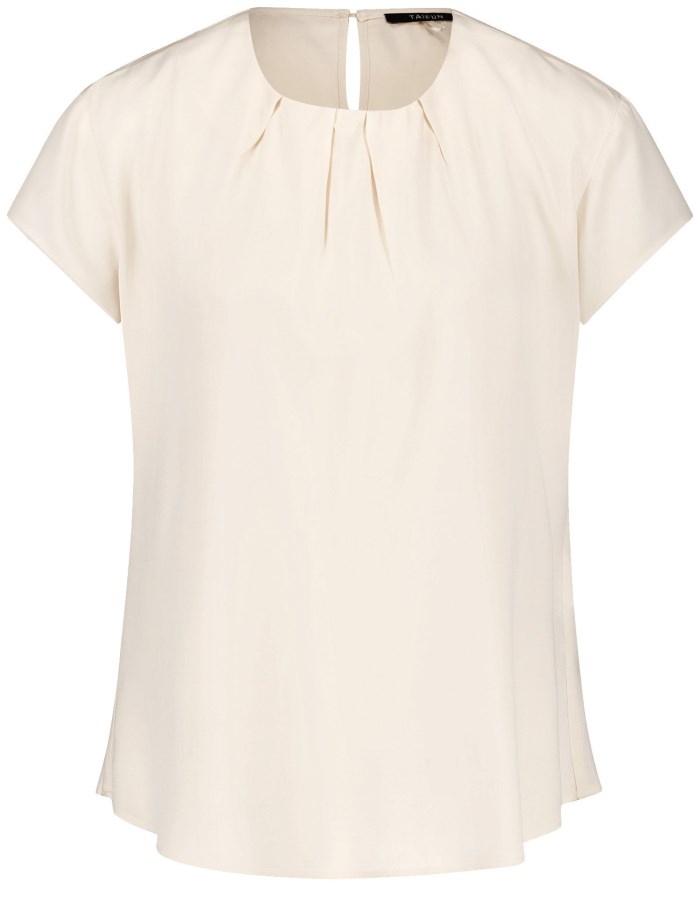 TAIFU Flowing short sleeve blouse Bluse Beige | XFIE4266