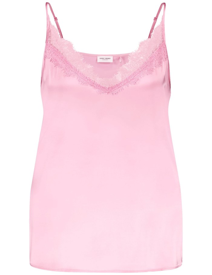 Gerry Weber Flowing top with a lace trim T-skjorte Rosa | XWND1913