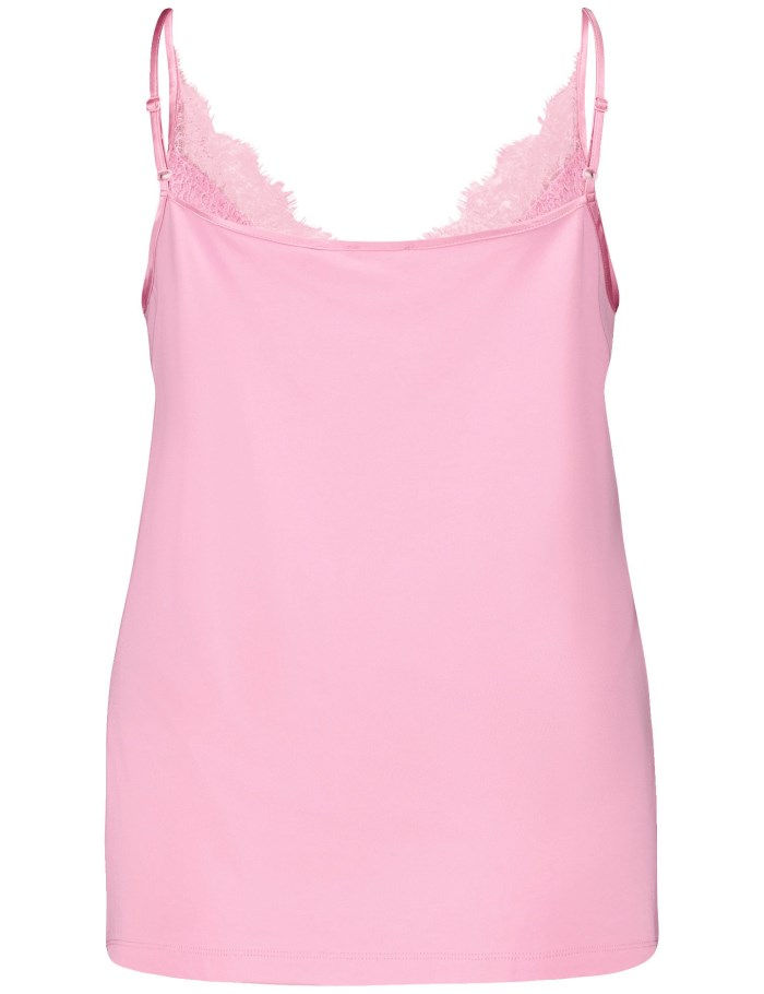 Gerry Weber Flowing top with a lace trim T-skjorte Rosa | XWND1913