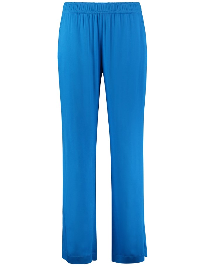 SAMOON Flowing trousers with a wide leg, Carlotta Bukser Blå | PQRV6018