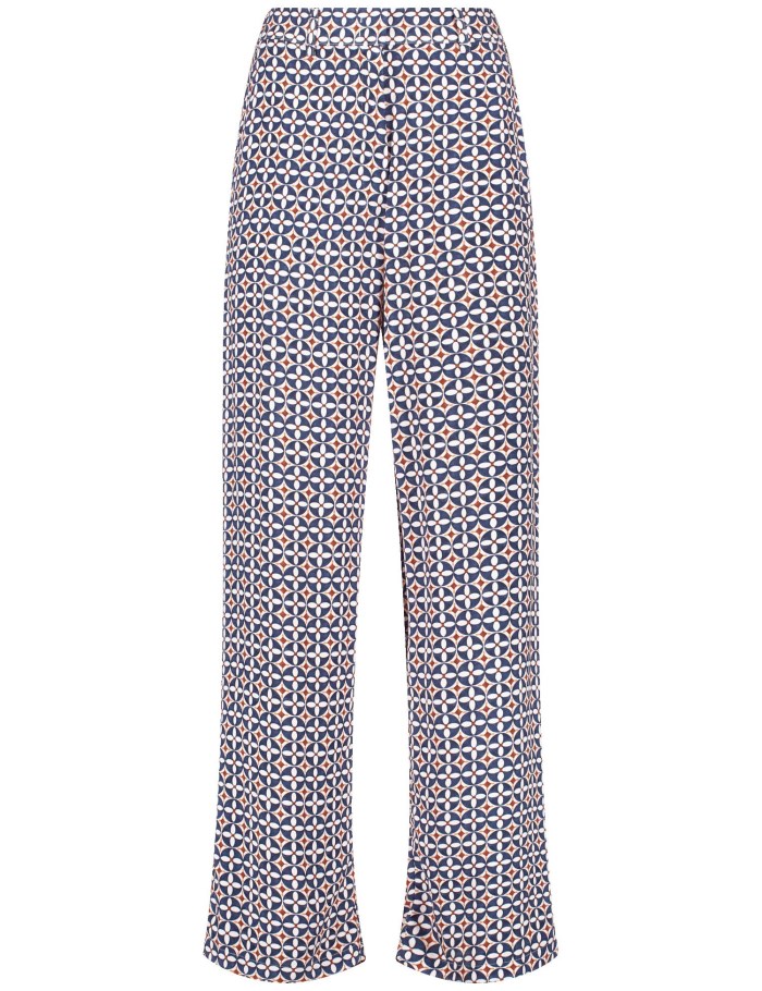 Gerry Weber Flowing trousers with an all-over pattern Bukser Blå | MIQE8840