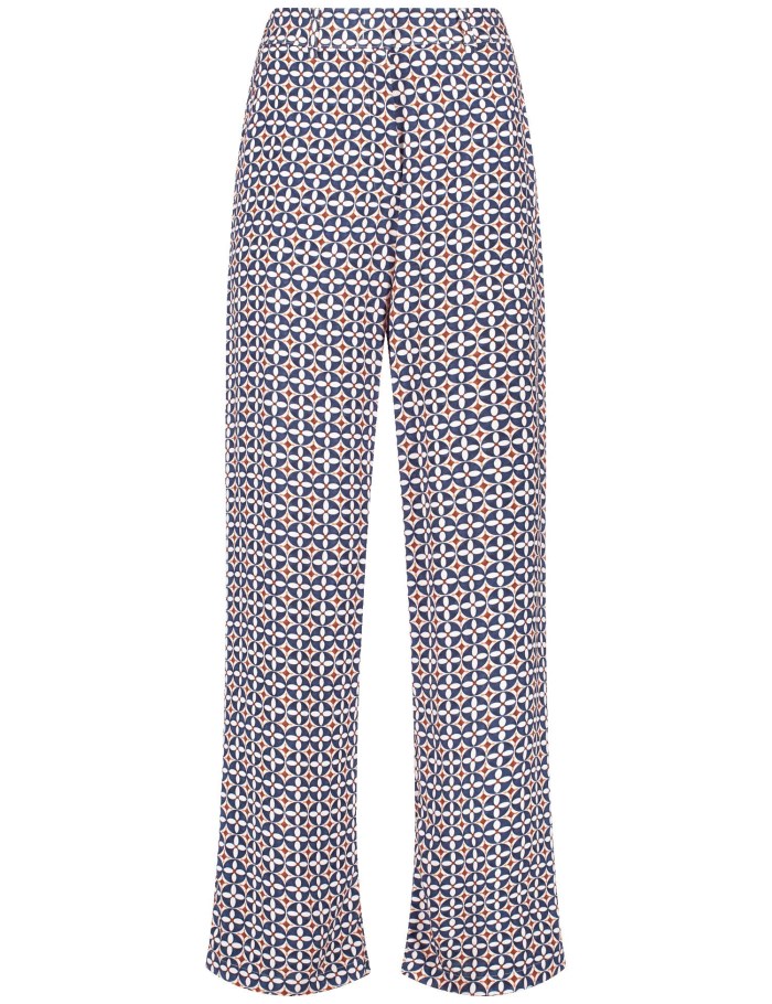 Gerry Weber Flowing trousers with an all-over pattern Bukser Blå | MIQE8840