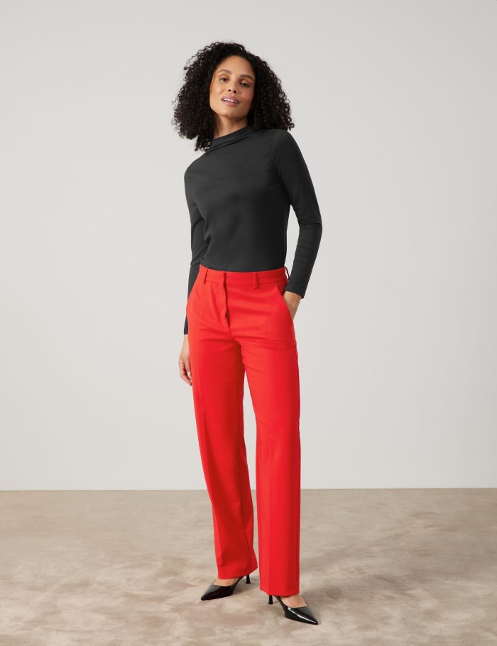 Gerry Weber Flowing trousers with pressed pleats Bukser Rød | LBPD3350