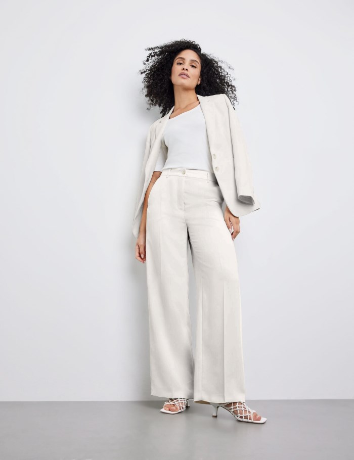 Gerry Weber Flowing trousers with pressed pleats Bukser Hvite | VZDX4689