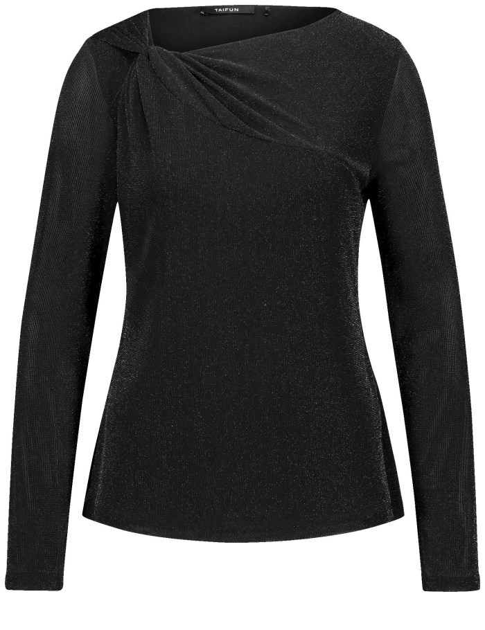 TAIFU Glitter top with a knotted detail T-skjorte Svarte | OHMO9149