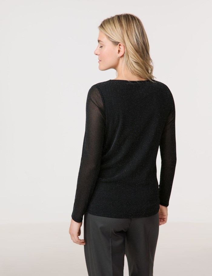 TAIFU Glitter top with a knotted detail T-skjorte Svarte | OHMO9149