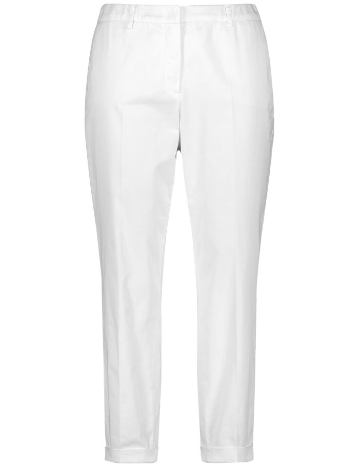 SAMOON Greta cotton chinos that stretch for comfort Bukser Hvite | HSHR4484