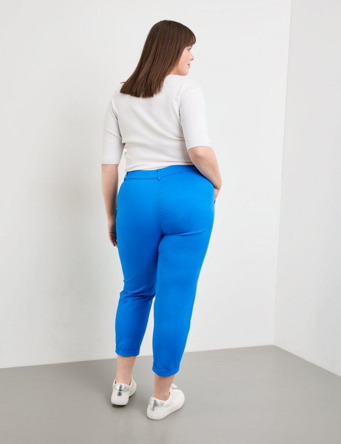 SAMOON Greta cotton chinos that stretch for comfort Bukser Blå | CUTE5185