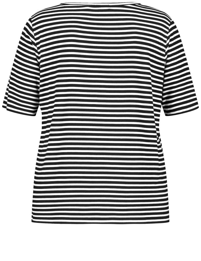 SAMOON Henley top with stripes T-skjorte Svarte | AUWR4419