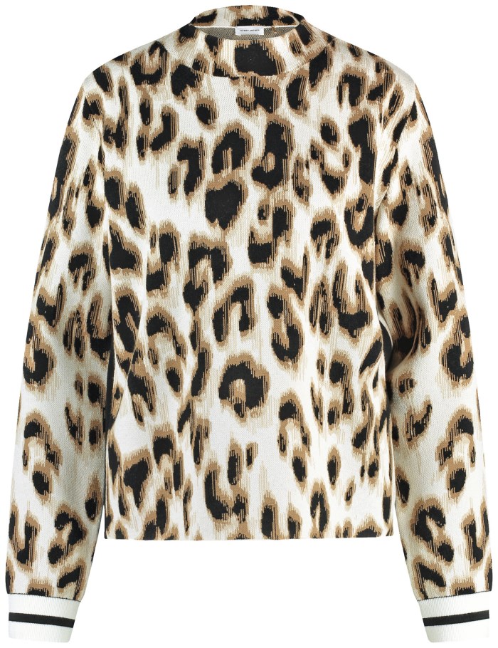 Gerry Weber Jacquard jumper with an animal print Strikkevarer Beige | CWMZ1594