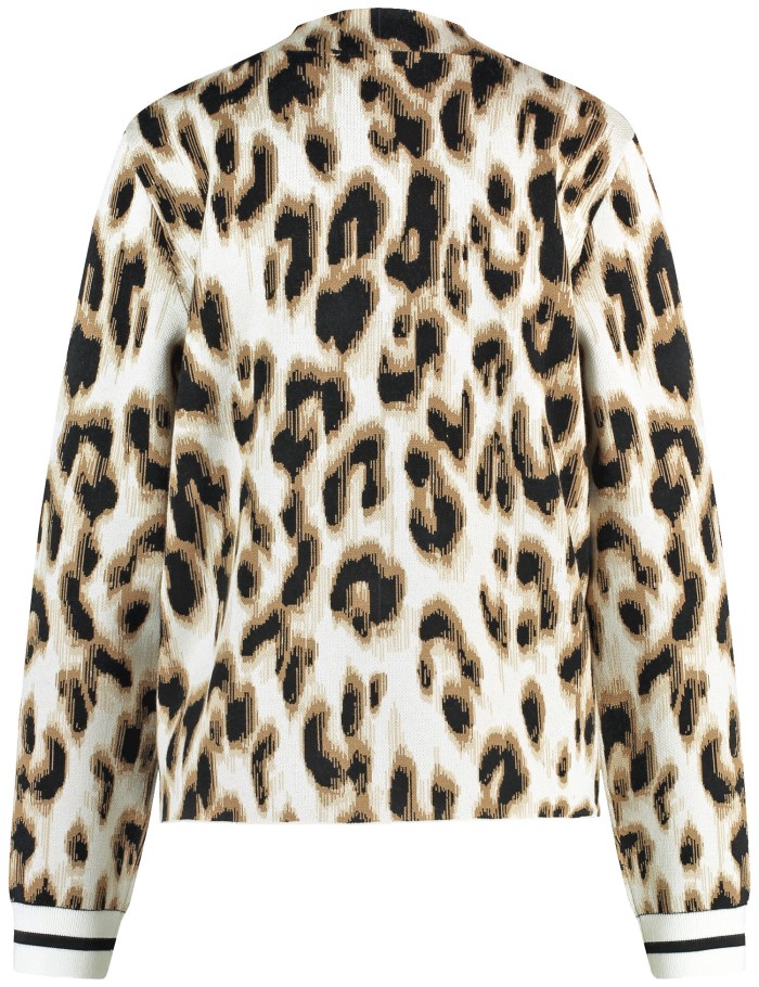 Gerry Weber Jacquard jumper with an animal print Strikkevarer Beige | CWMZ1594