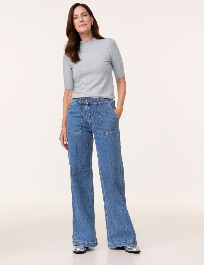 Gerry Weber Jeans MIR꞉JA WIDE LEG Bukser Blå | QRHC8255