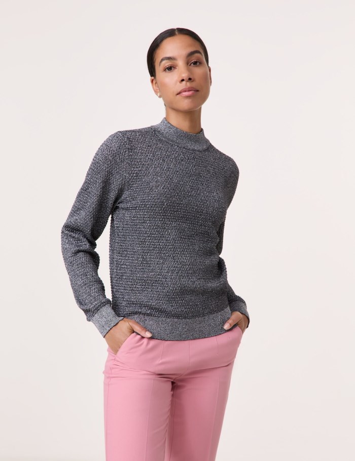 TAIFU Jumper in a textured knit Strikkevarer Grå | MJWU6801