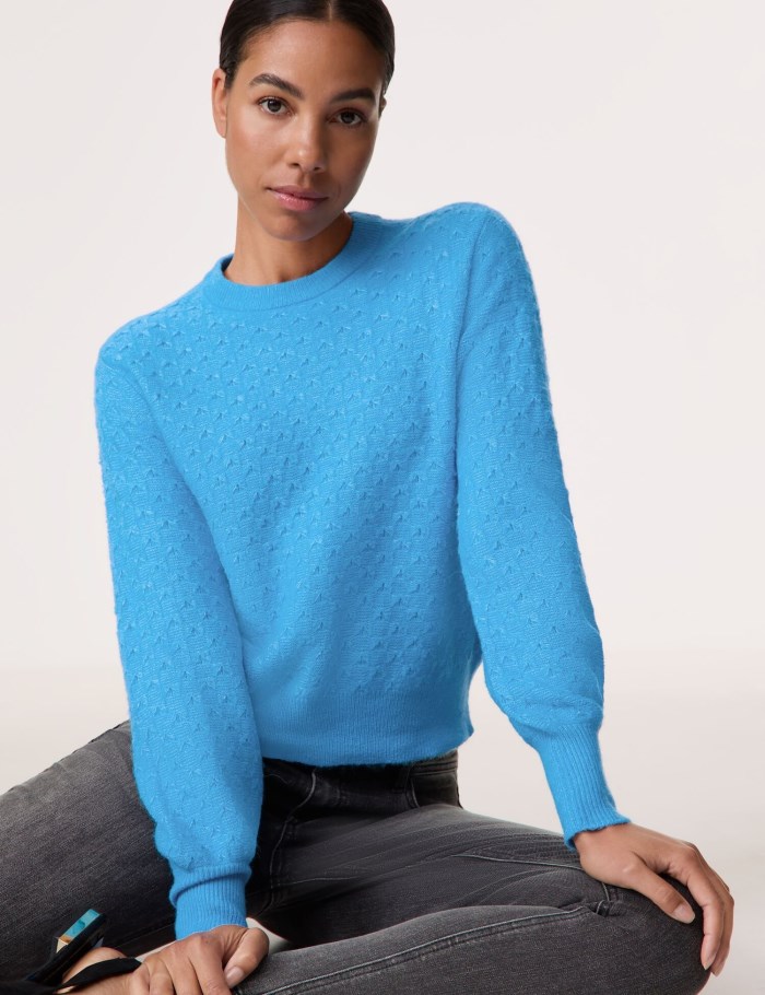 TAIFU Jumper in a textured knit Strikkevarer Blå | JQCG6163