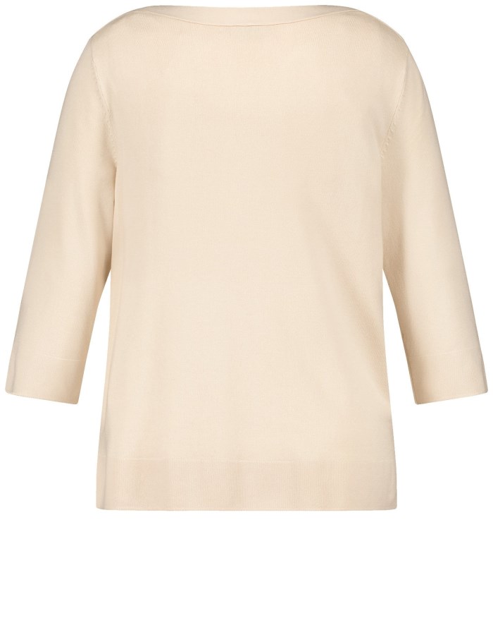 SAMOON Jumper with 3/4-length sleeves and side slits Strikkevarer Beige | MORI6968