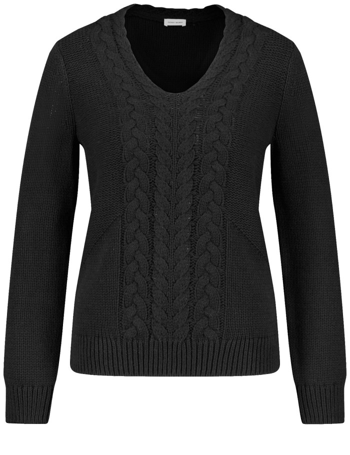 Gerry Weber Jumper with a cable knit pattern Strikkevarer Svarte | XDLS7682