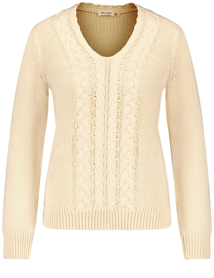 Gerry Weber Jumper with a cable knit pattern Strikkevarer Beige | REDA5418