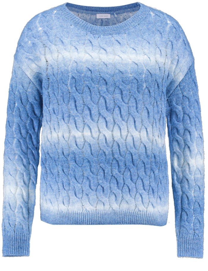 Gerry Weber Jumper with a cable pattern and colour graduation Strikkevarer Blå | XHVP2161