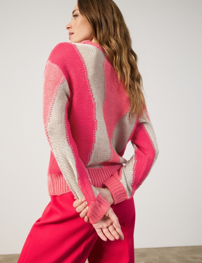 TAIFU Jumper with a colourful pattern Strikkevarer Rød | OQFT7660