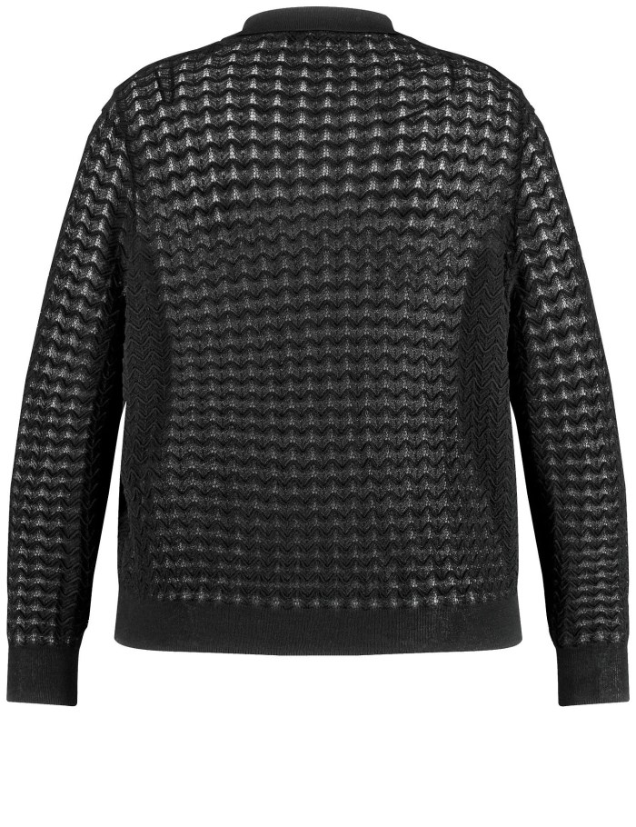 SAMOON Jumper with a fascinating zigzag texture Strikkevarer Svarte | FYOW1749