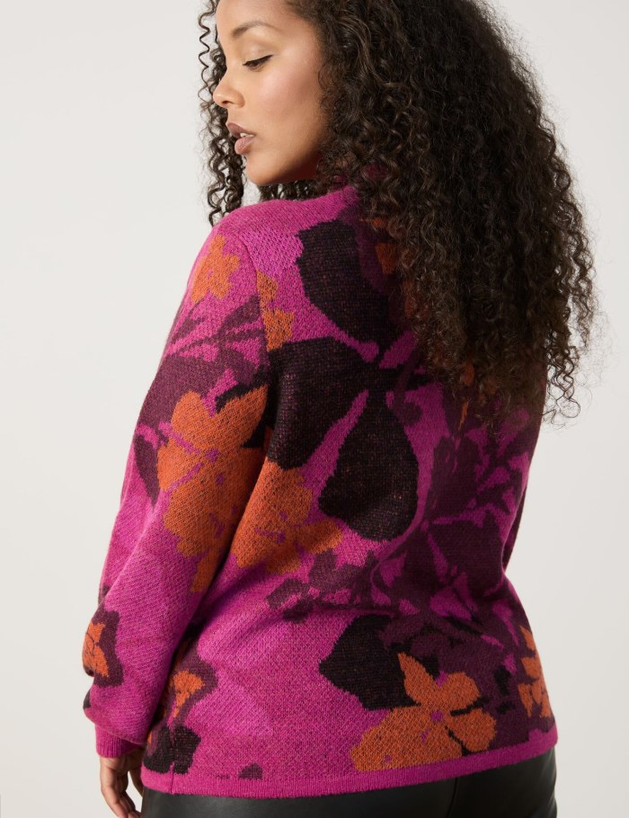 SAMOON Jumper with a floral jacquard pattern Strikkevarer Rosa | NINS8453