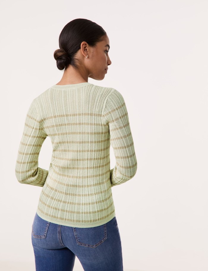 TAIFU Jumper with a glittering stripe pattern Strikkevarer Gull | CMYT1231