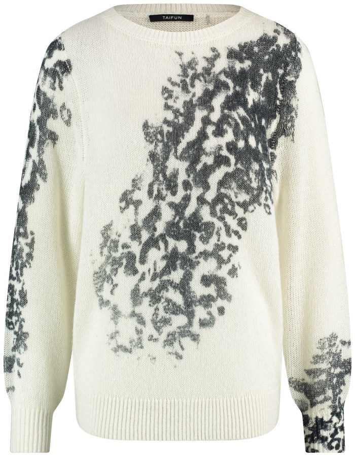 TAIFU Jumper with a partial print Strikkevarer Hvite | LPYJ3998