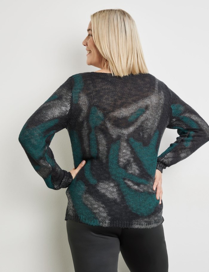 SAMOON Jumper with a print Strikkevarer Svarte | OFCM2041