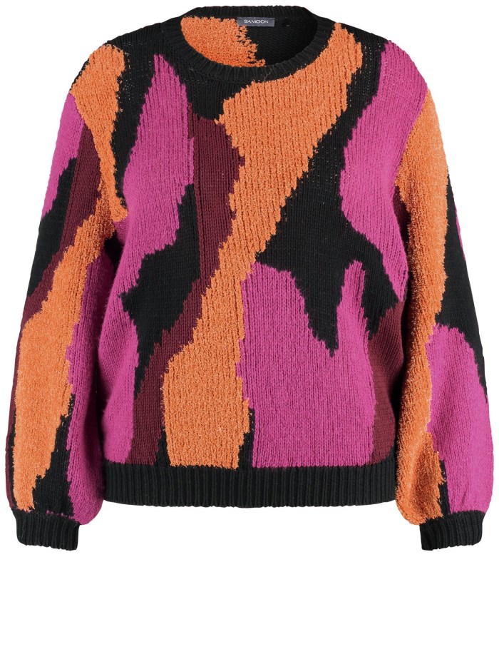 SAMOON Jumper with a statement pattern Strikkevarer Rosa | OMEA8421