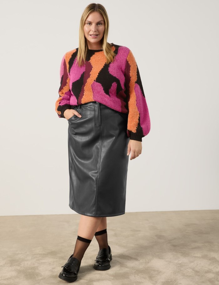 SAMOON Jumper with a statement pattern Strikkevarer Rosa | OMEA8421