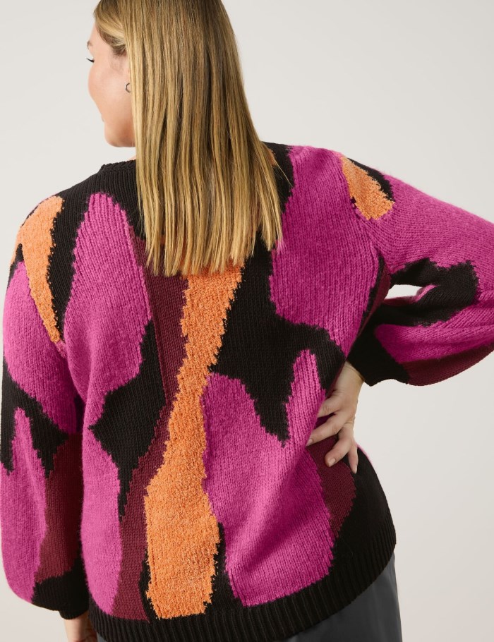 SAMOON Jumper with a statement pattern Strikkevarer Rosa | OMEA8421