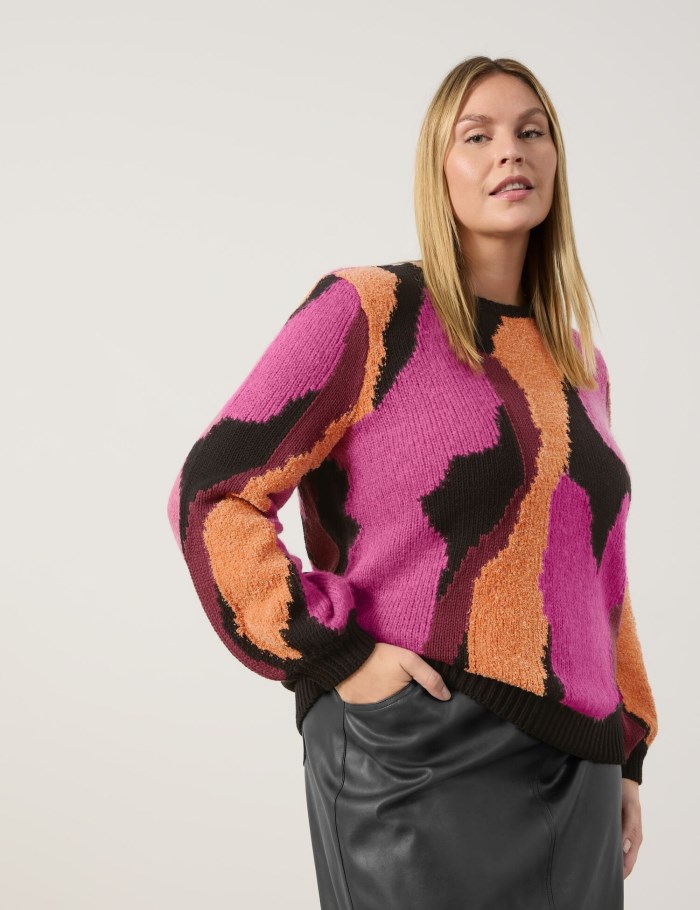 SAMOON Jumper with a statement pattern Strikkevarer Rosa | OMEA8421