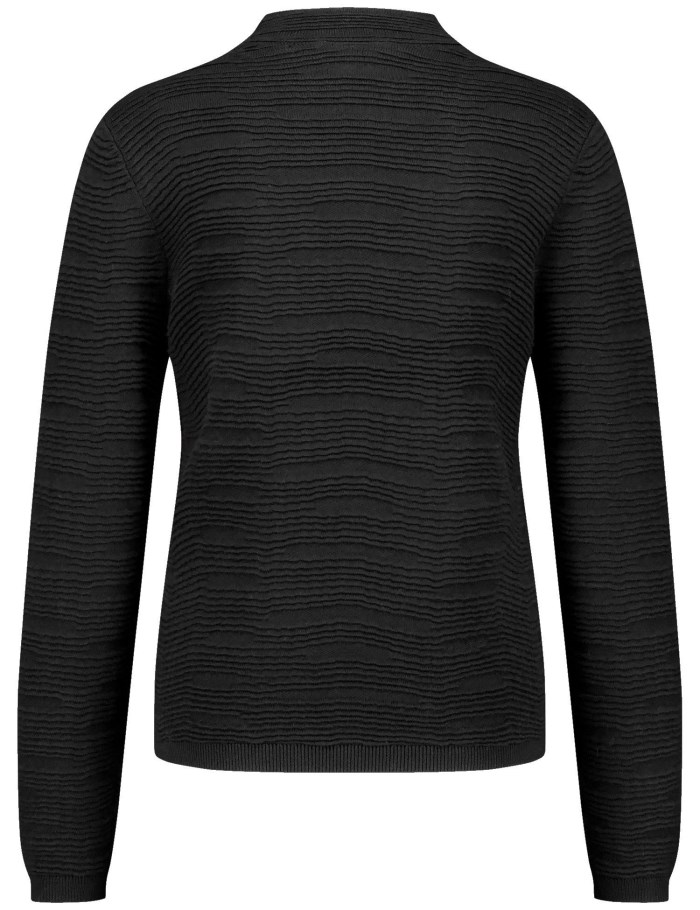 TAIFU Jumper with a wavy texture Strikkevarer Svarte | KYHO4844