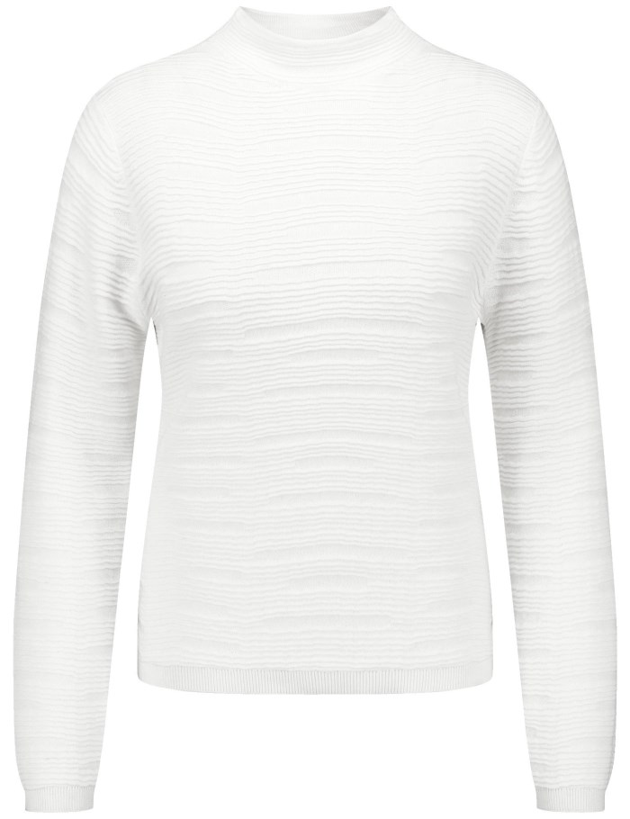 TAIFU Jumper with a wavy texture Strikkevarer Hvite | CDGD6638