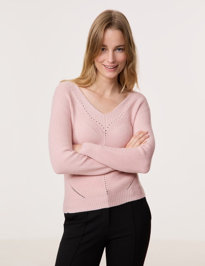 Gerry Weber Jumper with openwork details Strikkevarer Rosa | KXIO9348