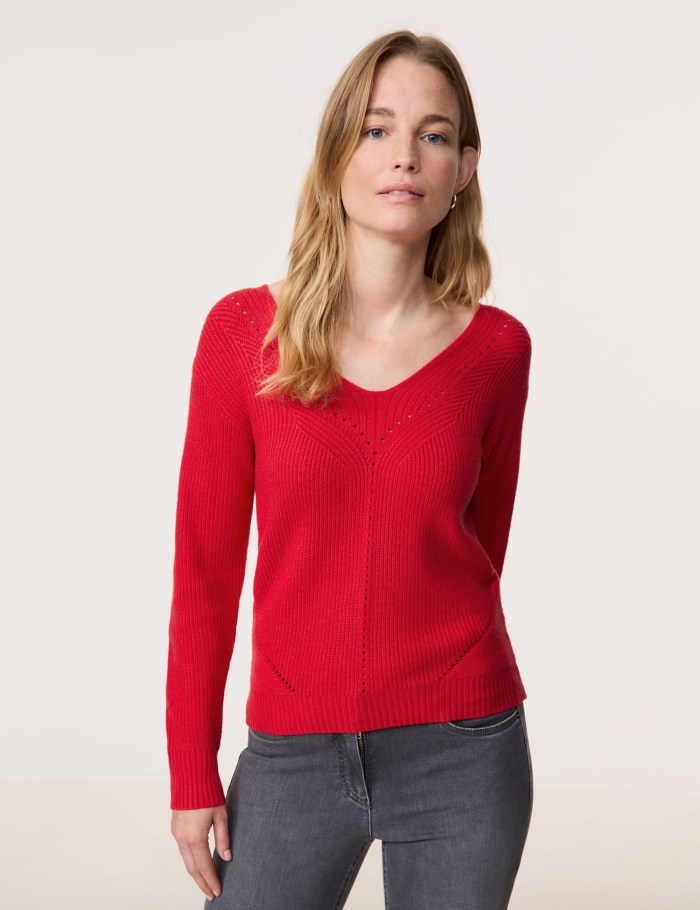 Gerry Weber Jumper with openwork details Strikkevarer Rød | HDPU9982